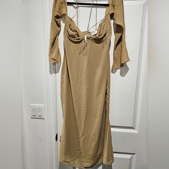 House Of Cb Naomi Elegant Olive Green Midi Dress Halter Large - Picture 2 of 9